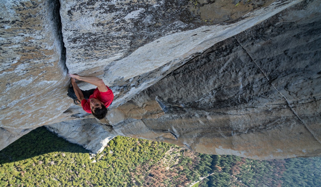 Honnold stays focused during his free solo ascent of El Capitan in Yosemite National Park, California. Photo: National Geographic/Jimmy Chin