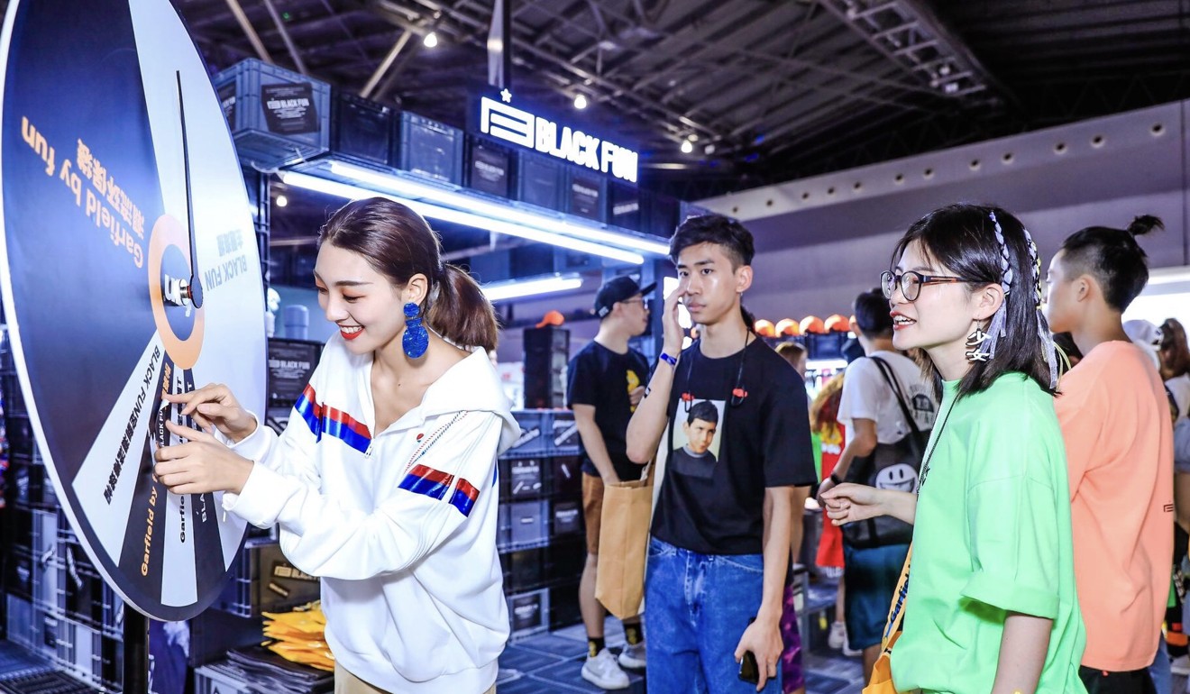 Streetwear fans at a booth during the Yo’Hood event in Shanghai.