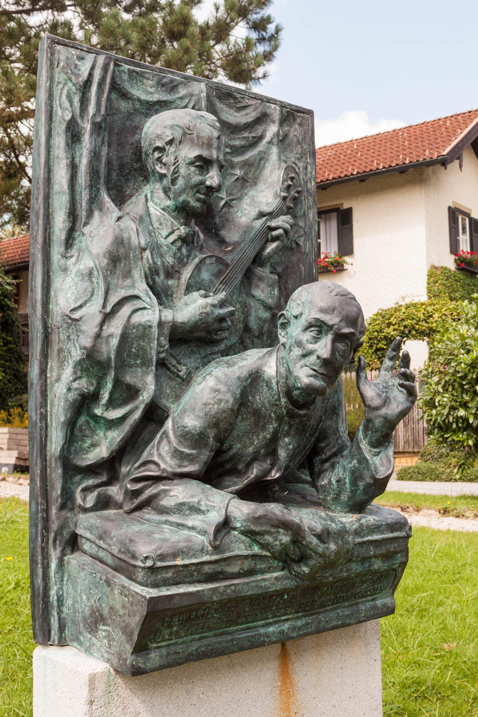 A memorial to Silent Night authors Franz Xaver Gruber and Joseph Mohr, in Oberndorf. Picture: Alamy