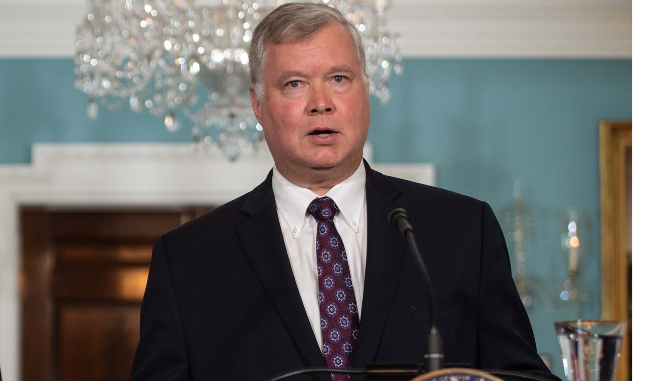 New US special representative to North Korea Steve Biegun speaks in Washington earlier this year. During a recent trip to South Korea, he said the US would review existing sanctions and travel bans on North Korea. Photo: AFP