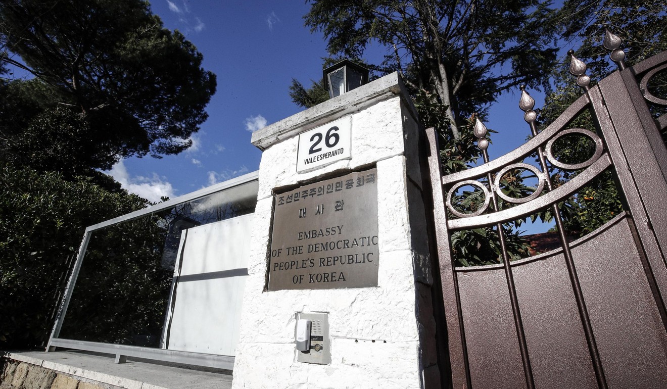 An exterior view of the North Korean embassy in Rome. Photo: EPA