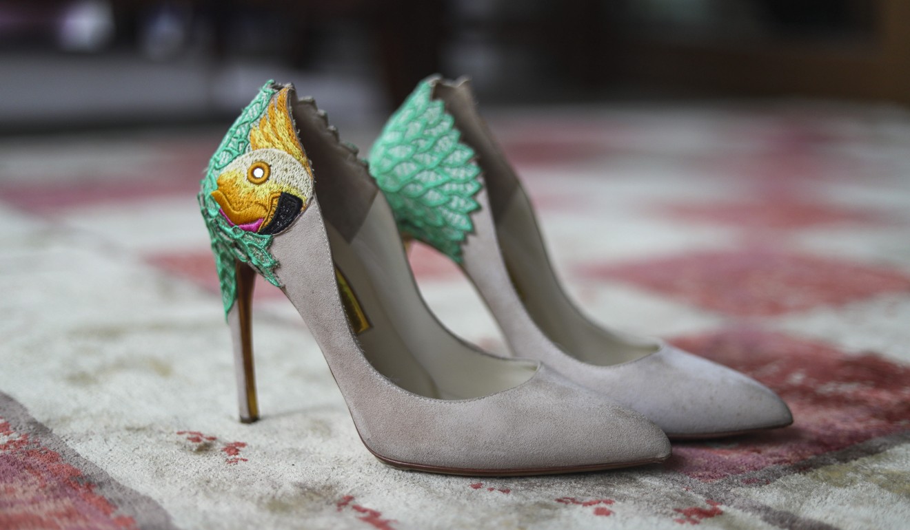 Embroidered suede heels by Rupert Sanderson. Photo: Winson Wong