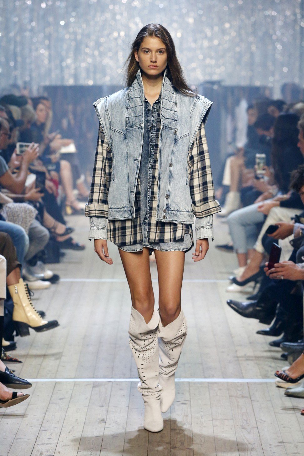 A look from Isabel Marant’s spring/summer 2019 collection. Checks are no longer a winter pattern.