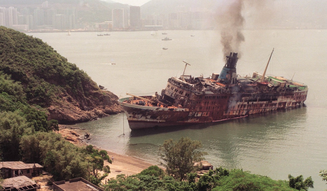 The gambling ship New Orient Princess after it was damaged by a fire. Photo: Handout