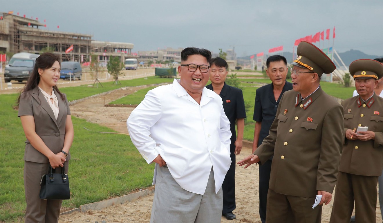 Kim Jong-un and his wife Ri Sol-ju inspecting the construction site of the Wonsan-Kalma coastal tourist area in Kangwon Province. Photo: KCNA