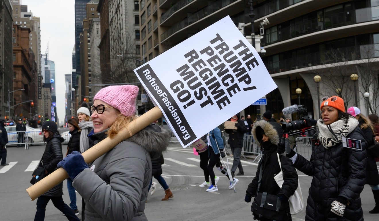 Marchers in Manhattan on Saturday. Photo: AFP