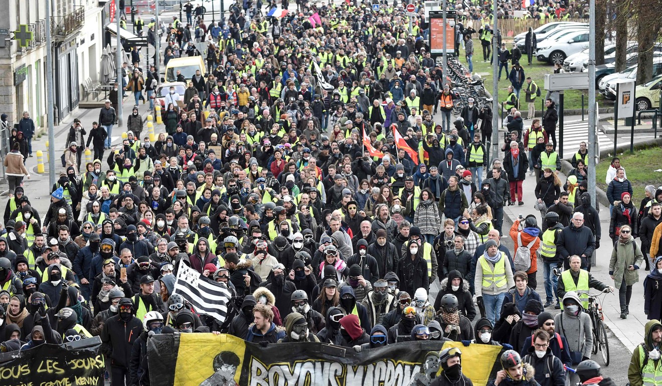 Yellow vest protesters in Nantes, western France, on January 26, 2019. Photo: AFP