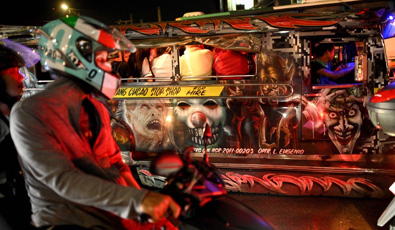 Jeepney images provide some distraction from the pain of rush hour in Manila. Photo: Agence France-Presse