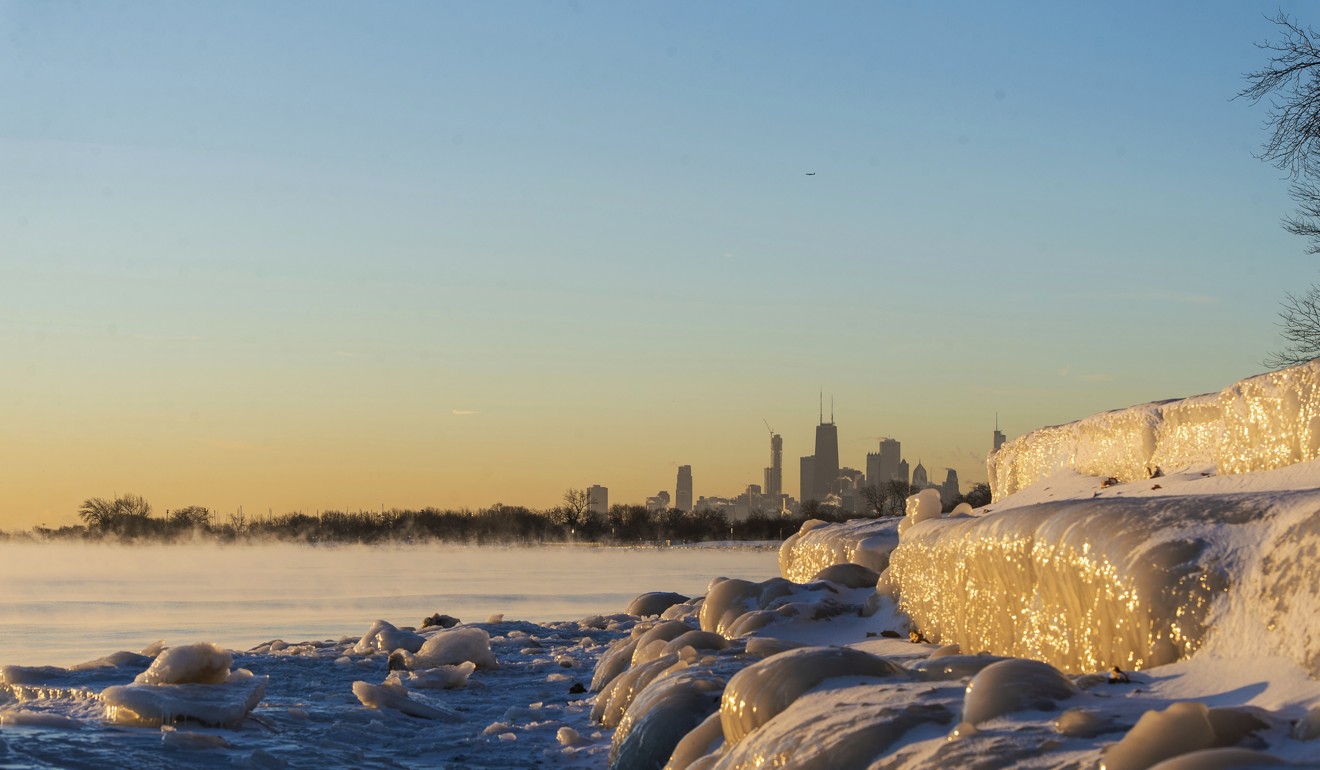 Chicago's lakefront is frozen over. Photo: AP