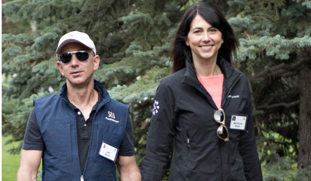 File photo of Bezos with wife MacKenzie in Sun Valley, Idaho in July 2013. Photo: Bloomberg