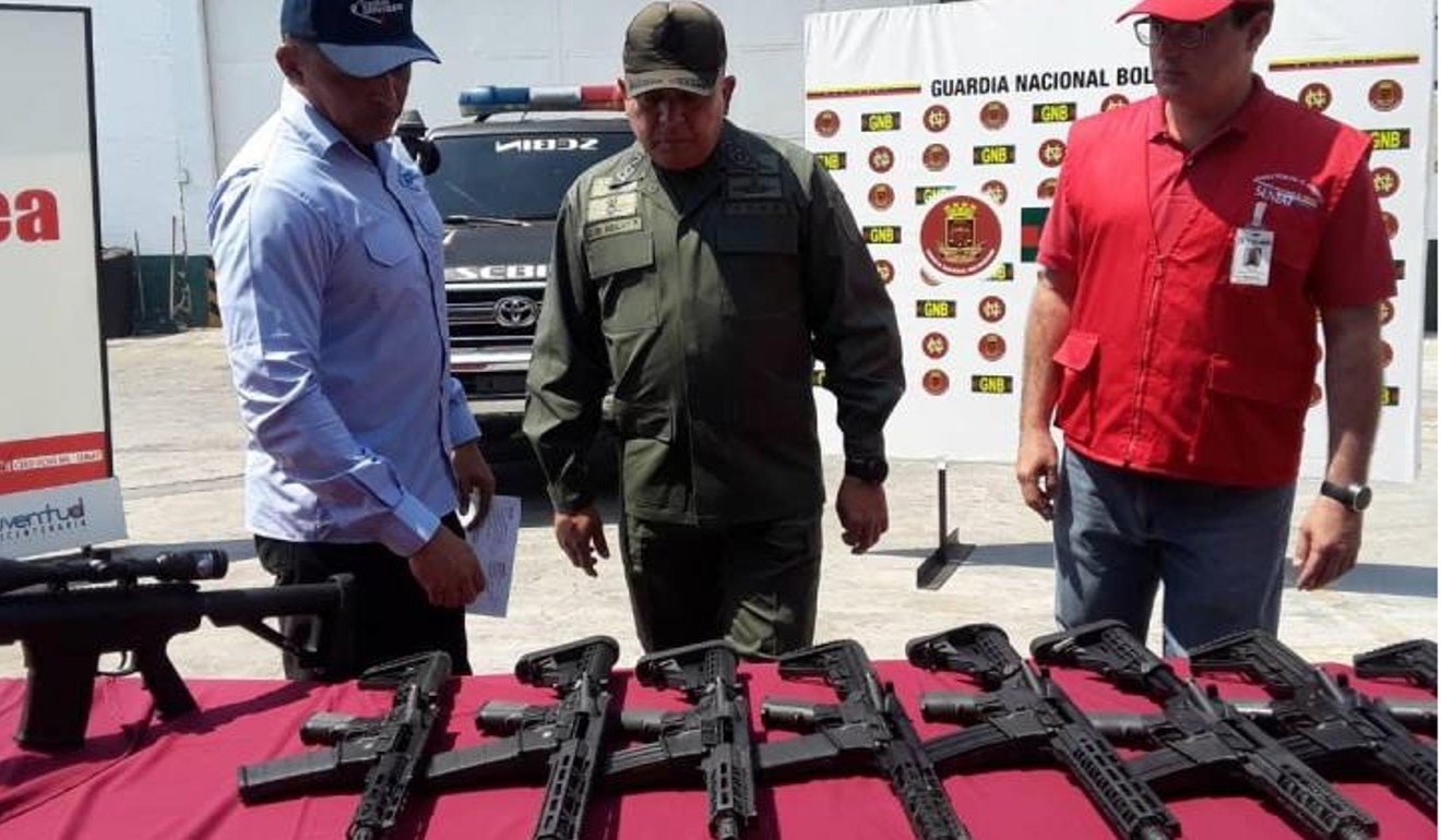 The weapons intercepted at Arturo Michelin airport in Venezuela from Miami on February 3, 2019. Photo: Venezuela Ministry of Interior, Justice and Peace.