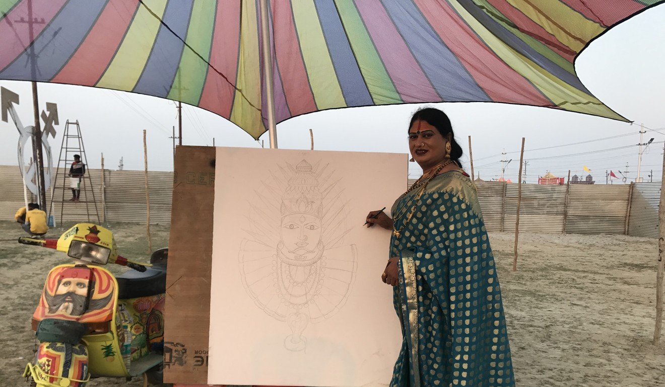 An artist at the Kinnar art village. Photo: Soumya Shankar