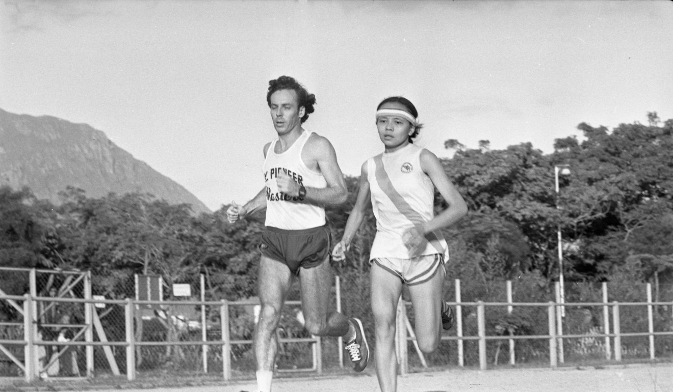 Runner Winnie Ng, together with her coach Jim O'Neill, practising in 1979. Photo: SCMP