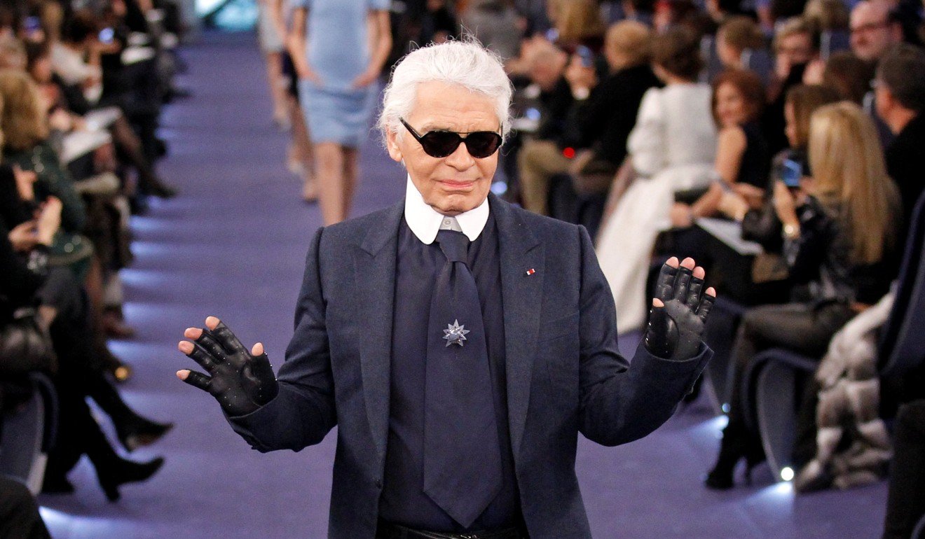 Lagerfeld at the end of his Spring-Summer 2012 fashion show for French fashion house Chanel in Paris in January 2012. Photo: Reuters