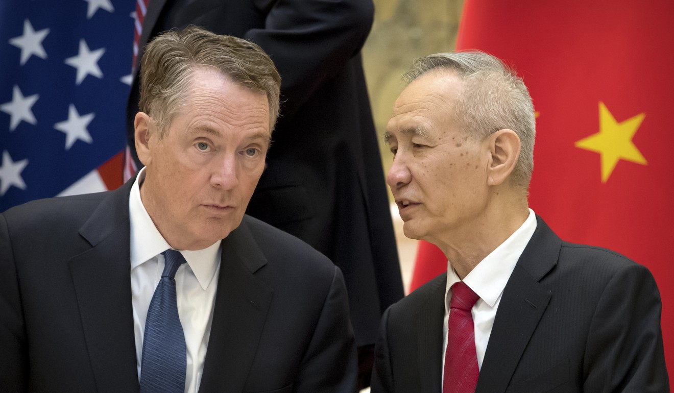 US Trade Representative Robert Lighthizer and China’s Vice-Premier Liu He. Photo: AP