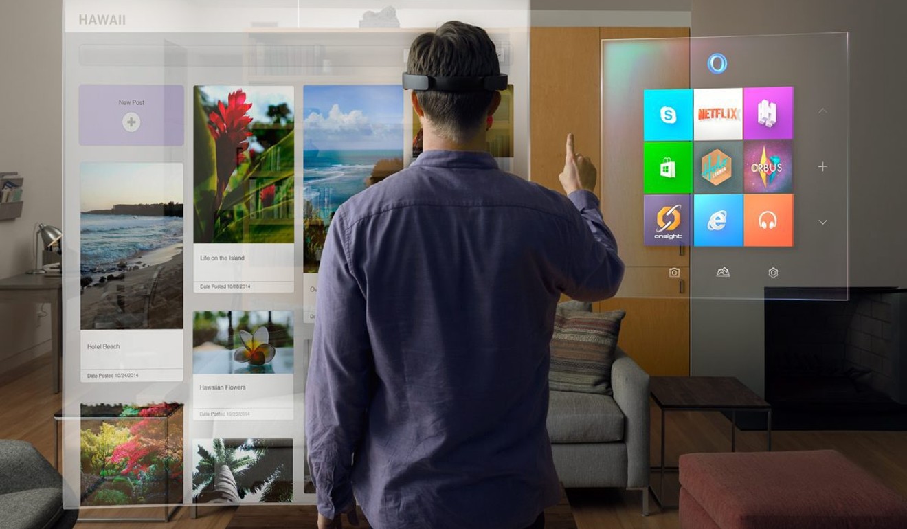 A handout image released by Microsoft showing the perceived capabilities of the HoloLens in January 2015. Photo: EPA