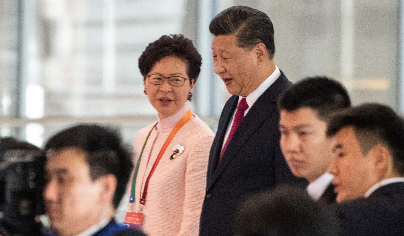 Hong Kong Chief Executive Carrie Lam with Chinese President Xi Jinping. Photo: AFP