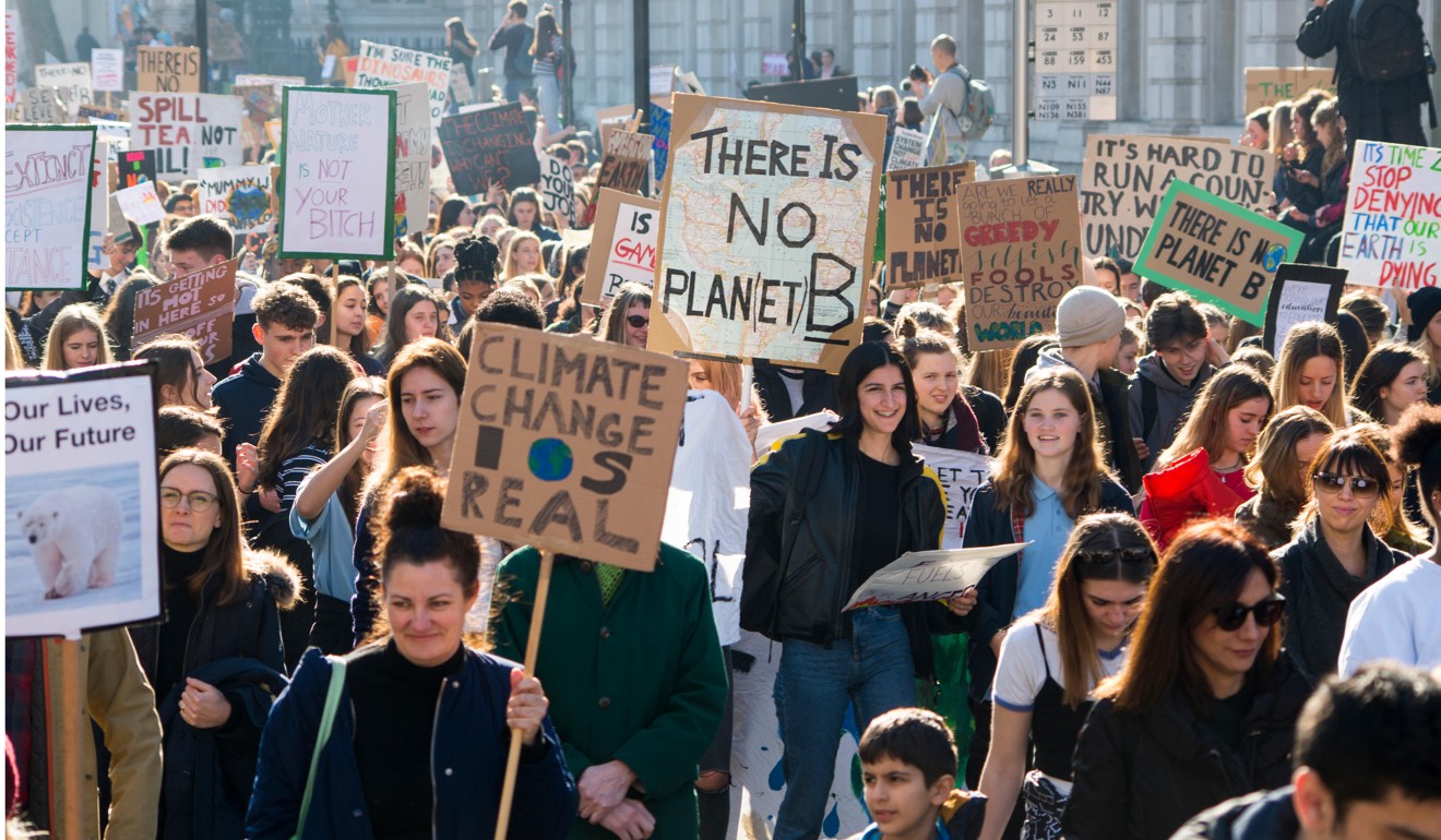 More than a 1,000 British students walked out of school to protest in London against climate change on February 15. Picture: Alamy