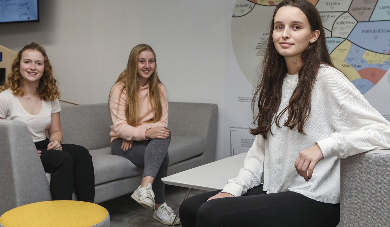 From left, Zara Campion, Elisa Hirn and Emily Tarr hope to raise environmental awareness among Hong Kong’s youth. Photo: Roy Issa