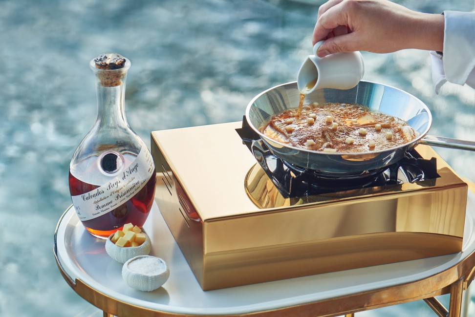 Flambéed crêpes with Calvados from Rech by Alain Ducasse