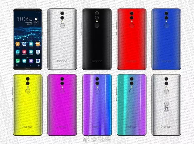 An image purporting to be of the upcoming Honor Note 10, with the Rolls-Royce Edition in the bottom right corner. (Picture: GizmoChina)
