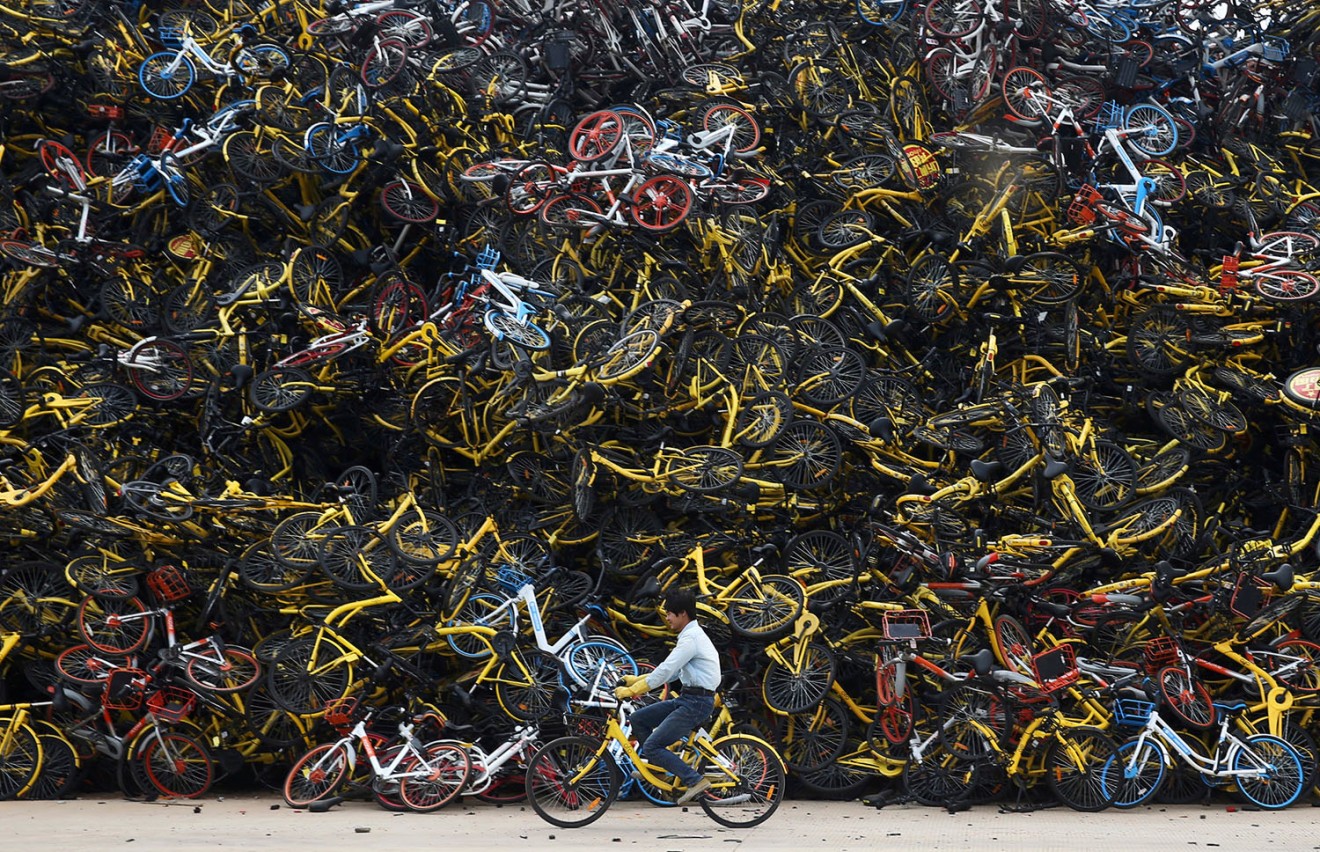 This is just one of the many bike graveyards in China. (Picture: Bloomberg)