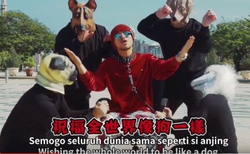 The video, which marks the start of the Year of the Dog currently being celebrated across Asia, generated accusations that it was filmed in front of a mosque in the administrative capital Putrajaya. Photo: YouTube