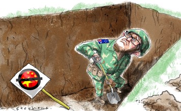 Many Australians would like a return to a national-interest-based policy of engagement with China. Is Malcolm Turnbull happy with the impression Australia is the only US ally enlisted for a cold war? Illustration: Craig Stephens