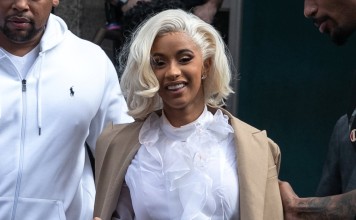 Cardi B leaves a police station in Queens, New York on Monday. Photo: Reuters