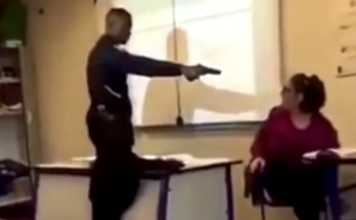 A frame from a video that went viral in France that showed a student at a school in Paris threatening his teacher with a fake gun. Photo: SCMP Pictures (undated handout)