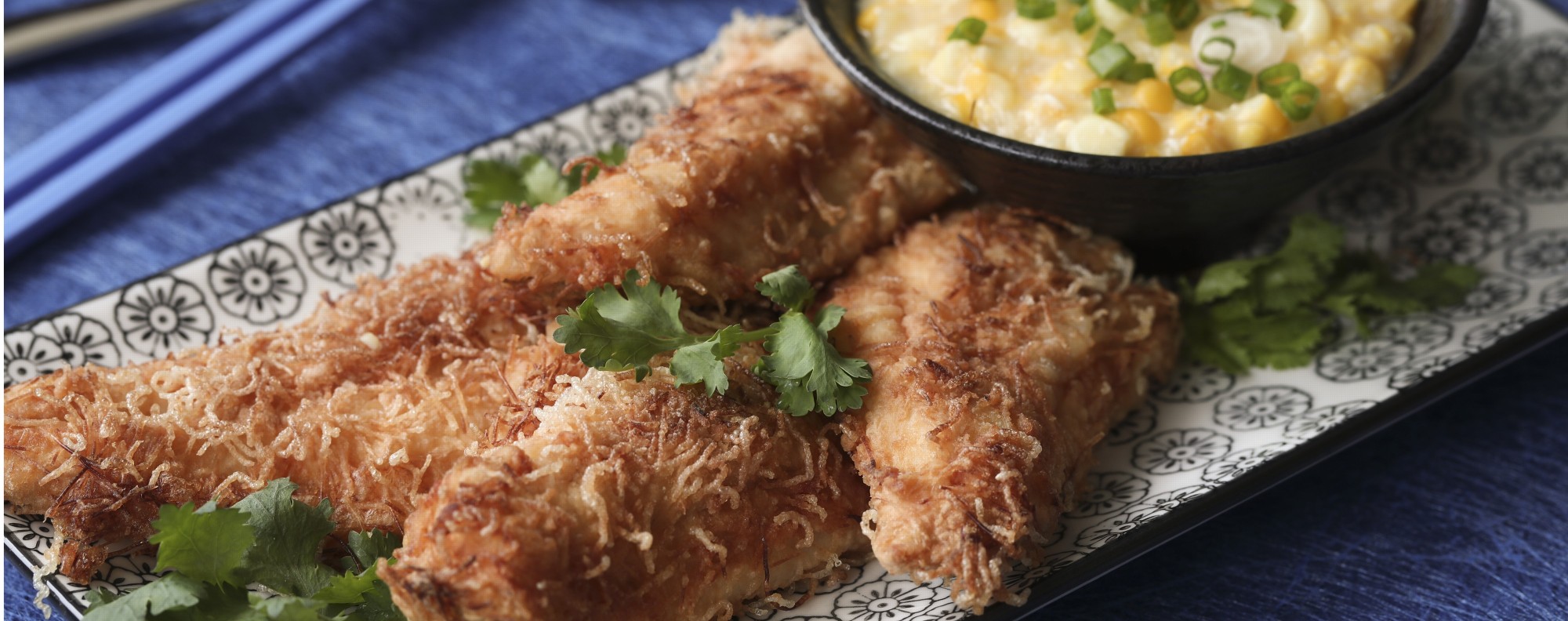 Homemade crispy Cantonese fried fish with corn sauce, an easy to make