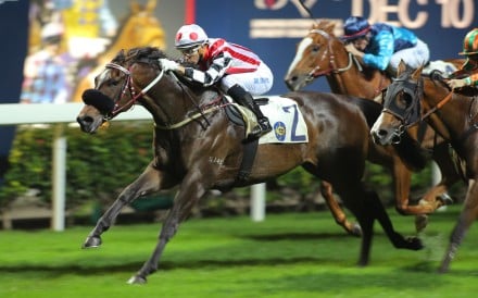 Joao Moreira pilots Harbour Master to his second consecutive victory of the season at Happy Valley. Photos: Kenneth Chan
