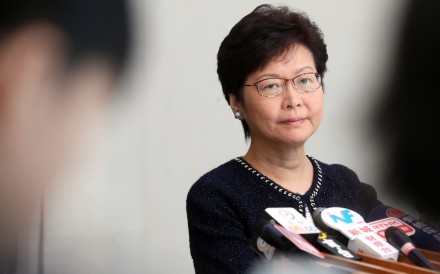 Chief Executive Carrie Lam meets the press on Tuesday. Photo: Edward Wong