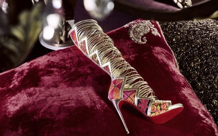 A high-heeled sandal from the new Christian Louboutin and Sabyasachi collection.