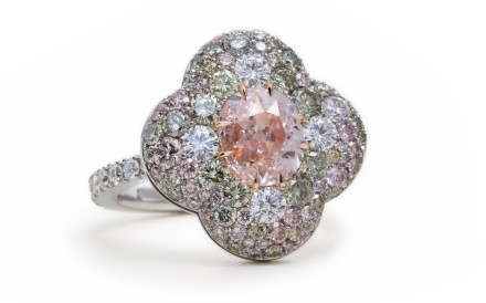 David Michael Jewels Pink Bouquet ring in platinum (950).