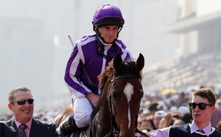 Ryan Moore and Highland Reel after winning the Hong Kong Vase. Photo: Kenneth Chan