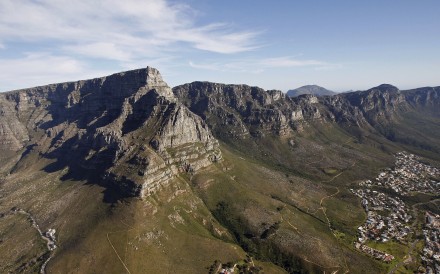 An aerial view of Table mountain that forms the back drop of Cape Town, South Africa. Photo: AP