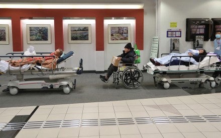 Patients wait in the lobby at Tseung Kwan O Hospital. Photo: Nora Tam