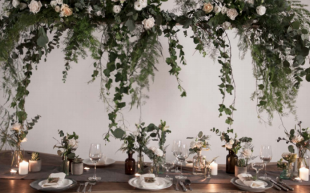 Valentine’s Day dinner set up. Photo: Floristry at M&L Floral Design Studio