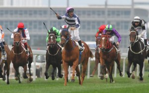 Brett Prebble celebrates his victory on Packing Whiz. Photo: Kenneth Chan