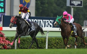 Race 8, A Shin Hikari, ridden by Yutaka Take, won the Hong Kong Cup(group 1, 2000m) at Sha Tin. 13DEC15