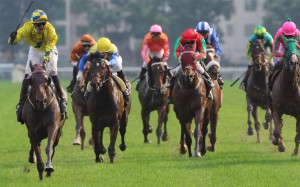Hugh Bowman salutes as Werther wins the QE II Cup. Photo: Kenneth Chan