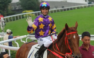 Joao Moreira returns to scale after winning aboard Western Express, one of his five victories at Sha Tin on Saturday. Photos: Kenneth Chan