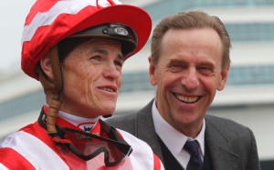 Craig Williams and John Size smile after Eroico’s win at Sha Tin on Saturday. Photos: Kenneth Chan