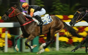 Joao Moreira guides Premiere to victory at Happy Valley on Thursday night. Photos: Kenneth Chan