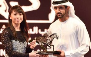 Kei Chiong Ka-kei receives her award from the crown prince of Dubai, Sheikh Hamdan bin Mohammed bin Rashid Al-Maktoum. Photo: Dubai Media Office