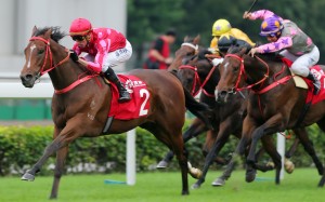 Nash Rawiller guides Mr Stunning to victory in the Group Two Jockey Club Sprint. Photos: Kenneth Chan