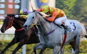 Derek Leung drives Pingwu Spark (right) to victory. Photos: Kenneth Chan