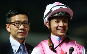 The freshman trainer lands a double at Sha Tin on Wednesday night and is now just seven wins behind his former mentor John Size for the most ever in a debut season