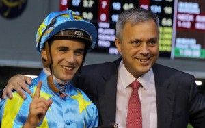 Caspar Fownes (right) with Sam Clipperton on Wednesday night. Photos: Kenneth Chan